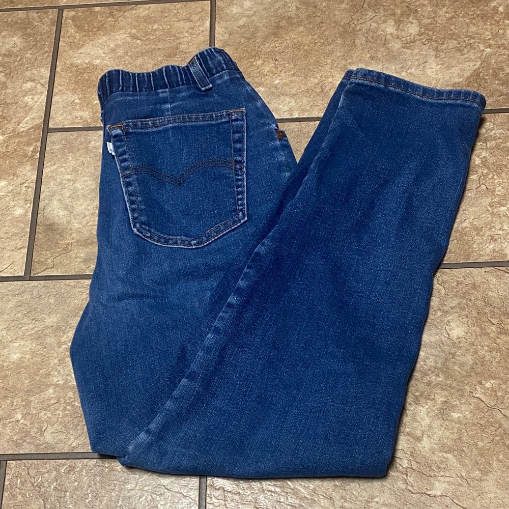 Vintage Levi's 1970’s Prop Short High Rise Straight Leg Orange/White Tab Jeans
